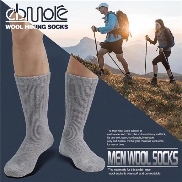 Men Merino Wool Socks Super Thick Thermal Hiking Winter Warm Boot Heavy Soft - Picture 11 of 14